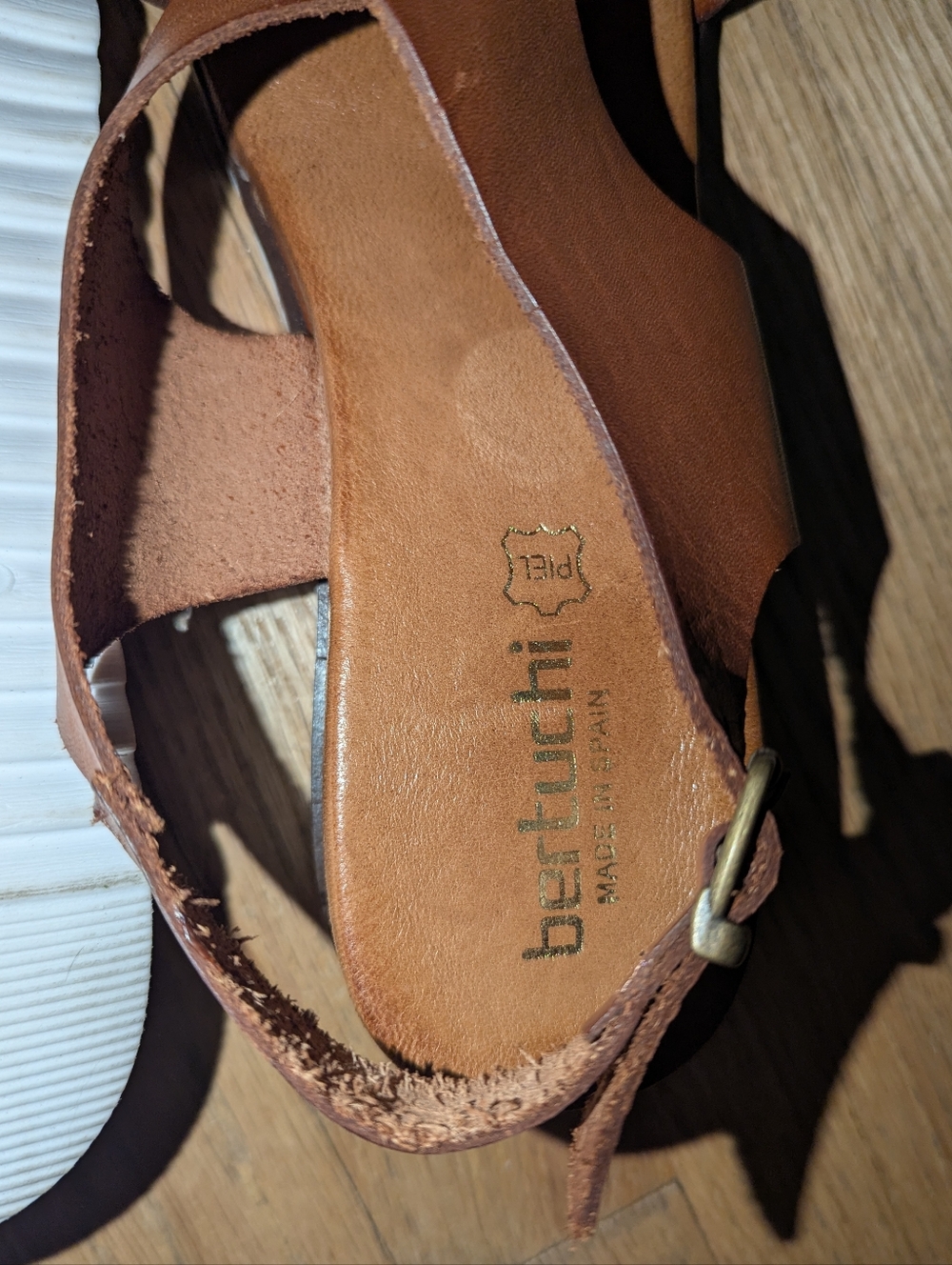 Bertuchi Brown Leather Slingback Sandals Size 41 Made in Spain Open Toe Comfort - Picture 3 of 3